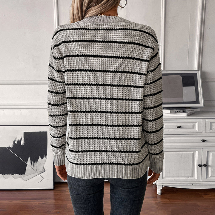 Lightweight knit sweater for women with a wide striped pattern Lune London