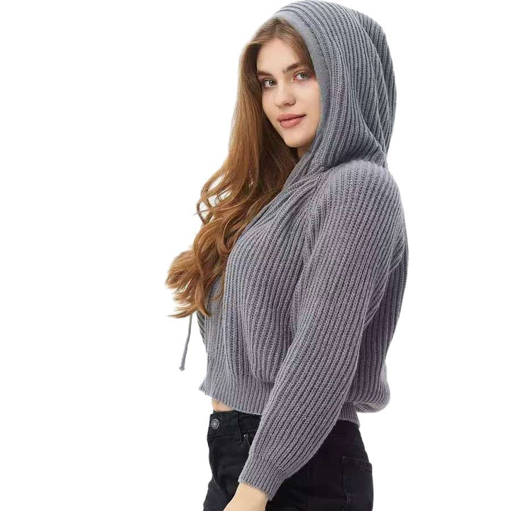 Cozy hooded sweatshirt for women with ribbed design and cropped fit Lune London