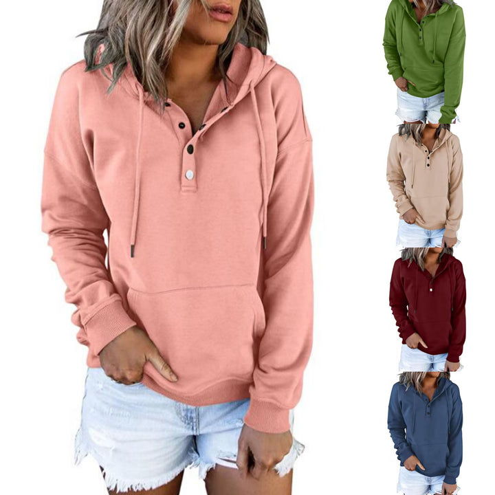 Sporty hoodie for women with button placket and relaxed fit Lune London