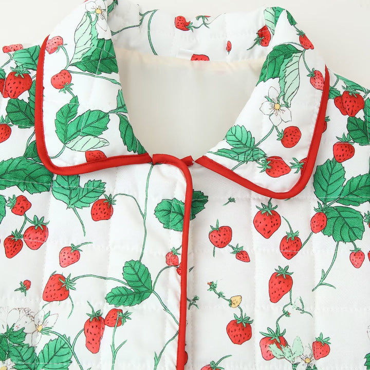 Trendy quilted jacket for women with strawberry pattern Lune London
