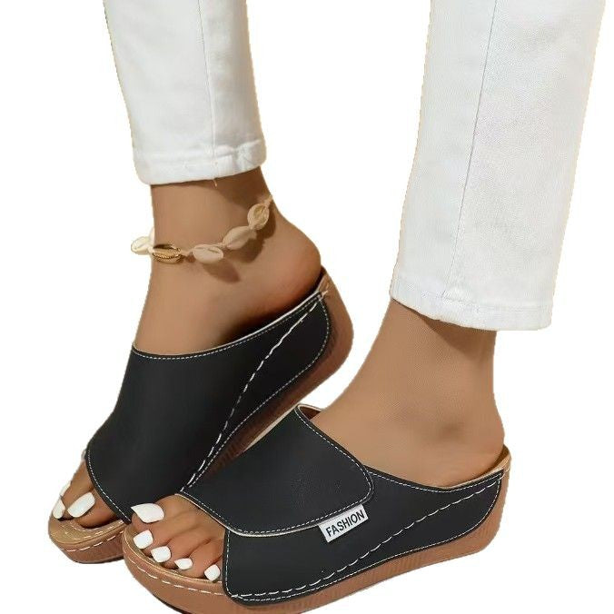 Ladies Chic Platform Slide Sandals Lune London