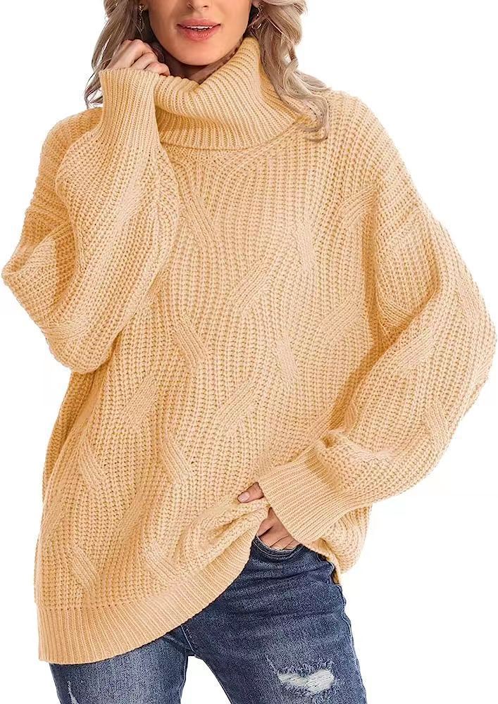 Oversized knitted sweater for women with high neck Lune London