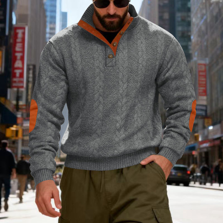 Men's knitted sweater with contrasting details and modern button closure Lune London
