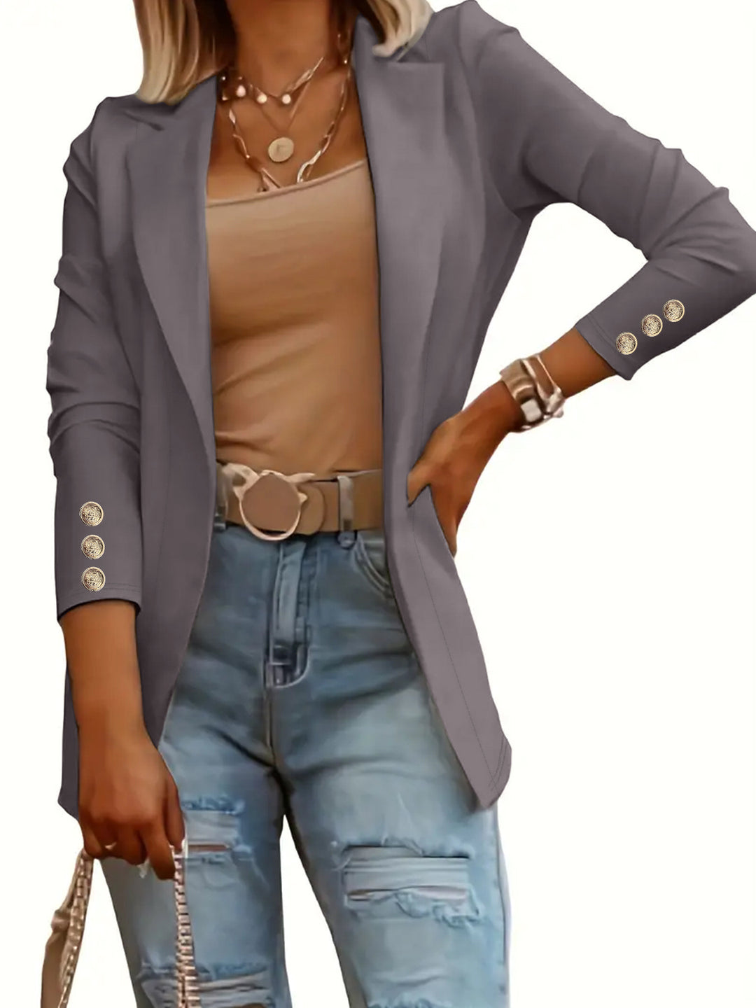 Ladies elegant blazer with trendy button details Lune London