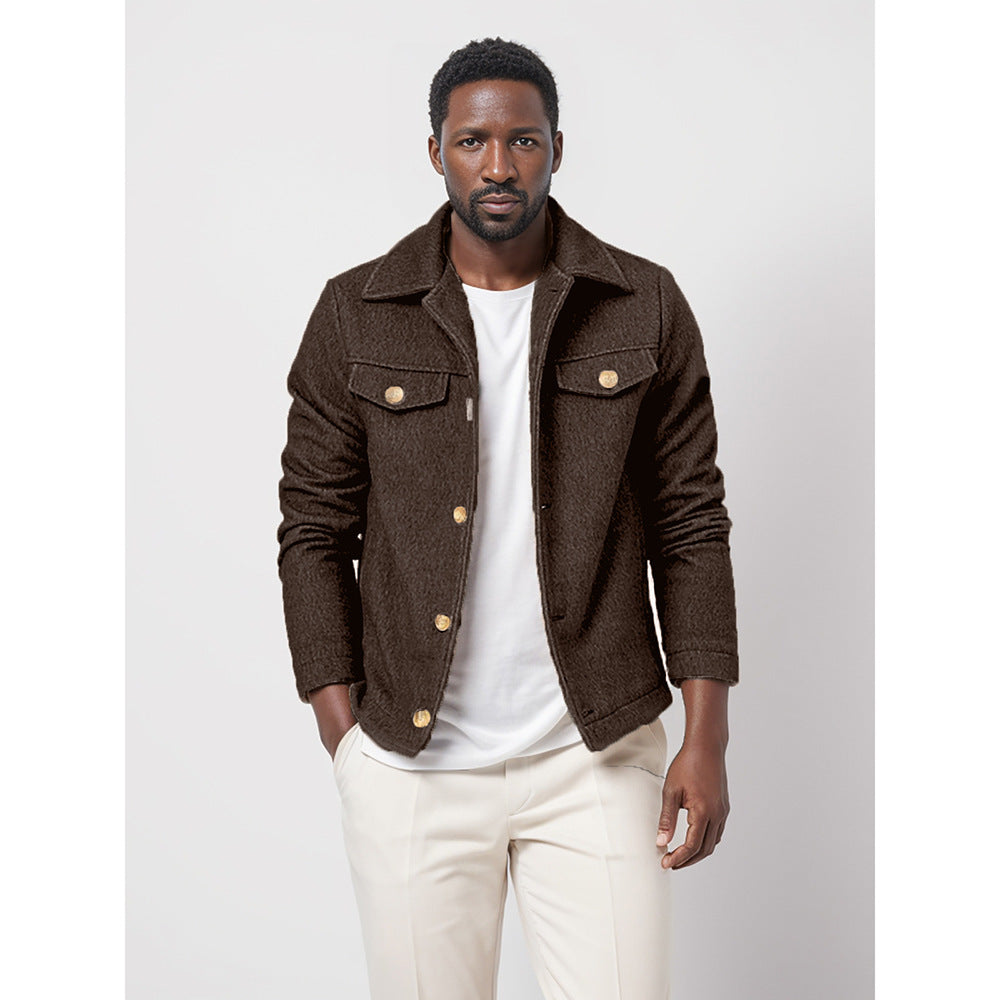 Trendy cotton jacket for men with gold buttons and flap pockets Lune London
