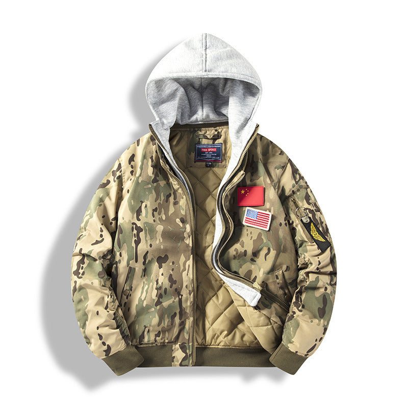 Functional bomber jacket for men with removable hood Lune London