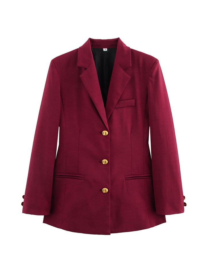 Plaid blazer for women with gold buttons and practical pockets Lune London