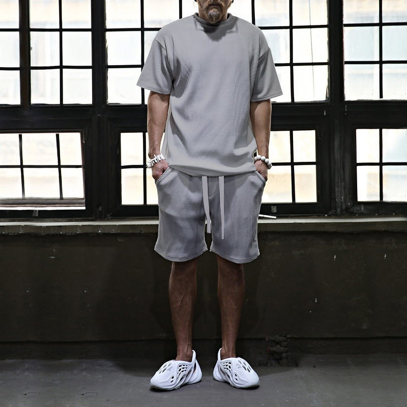 Breathable sports set for men with short sleeve t-shirt and shorts Lune London