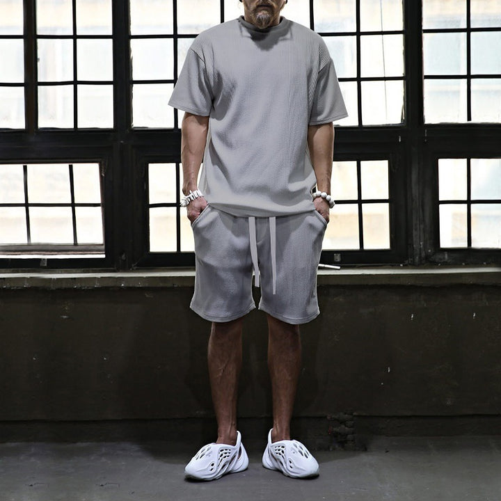 Breathable sports set for men with short sleeve t-shirt and shorts Lune London