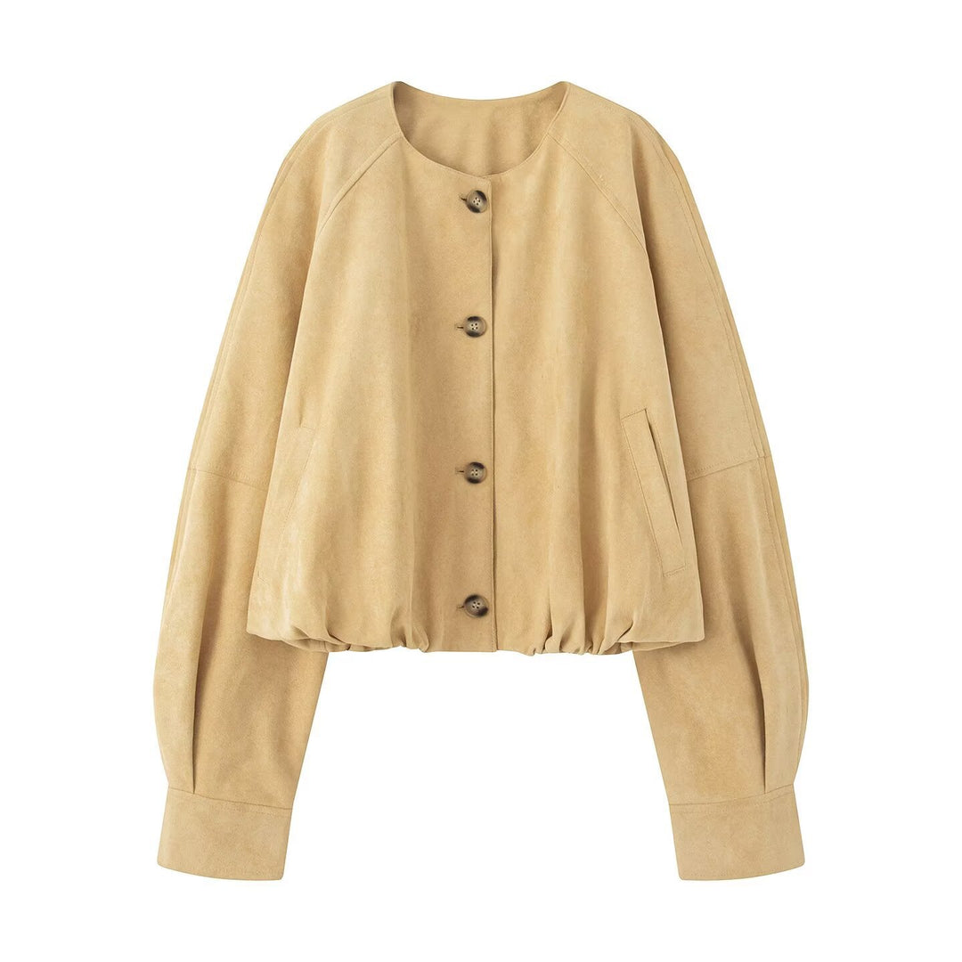 Ladies Soft Suede Lining with Chic Button Treatment Elegant and Style