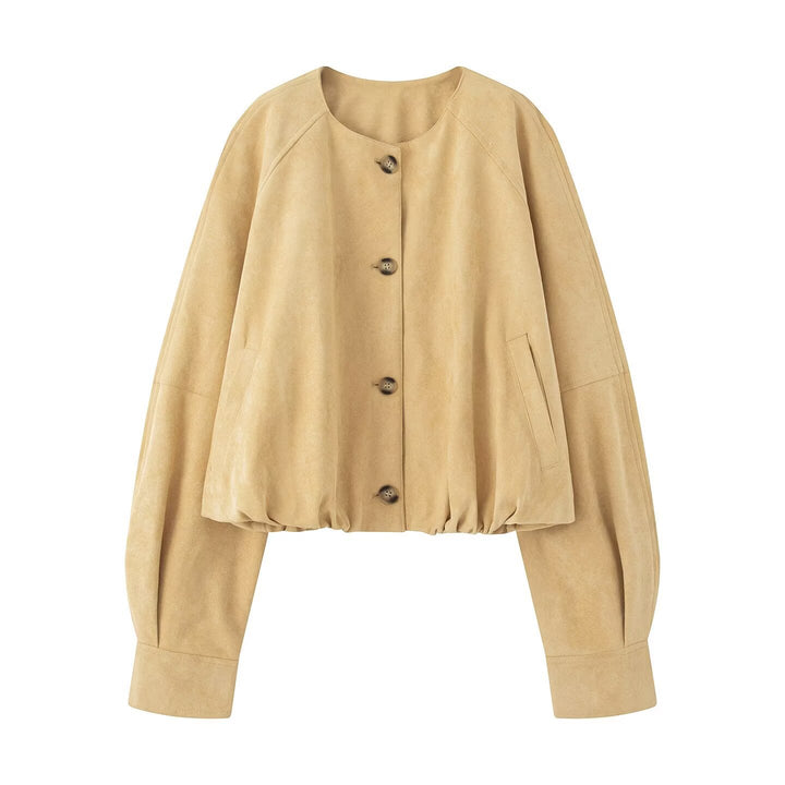 Ladies Soft Suede Lining with Chic Button Treatment Elegant and Style