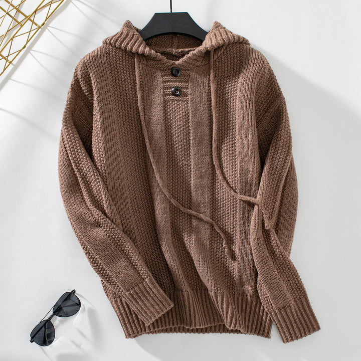 Casual knit sweater for ladies with hood and button details Lune London