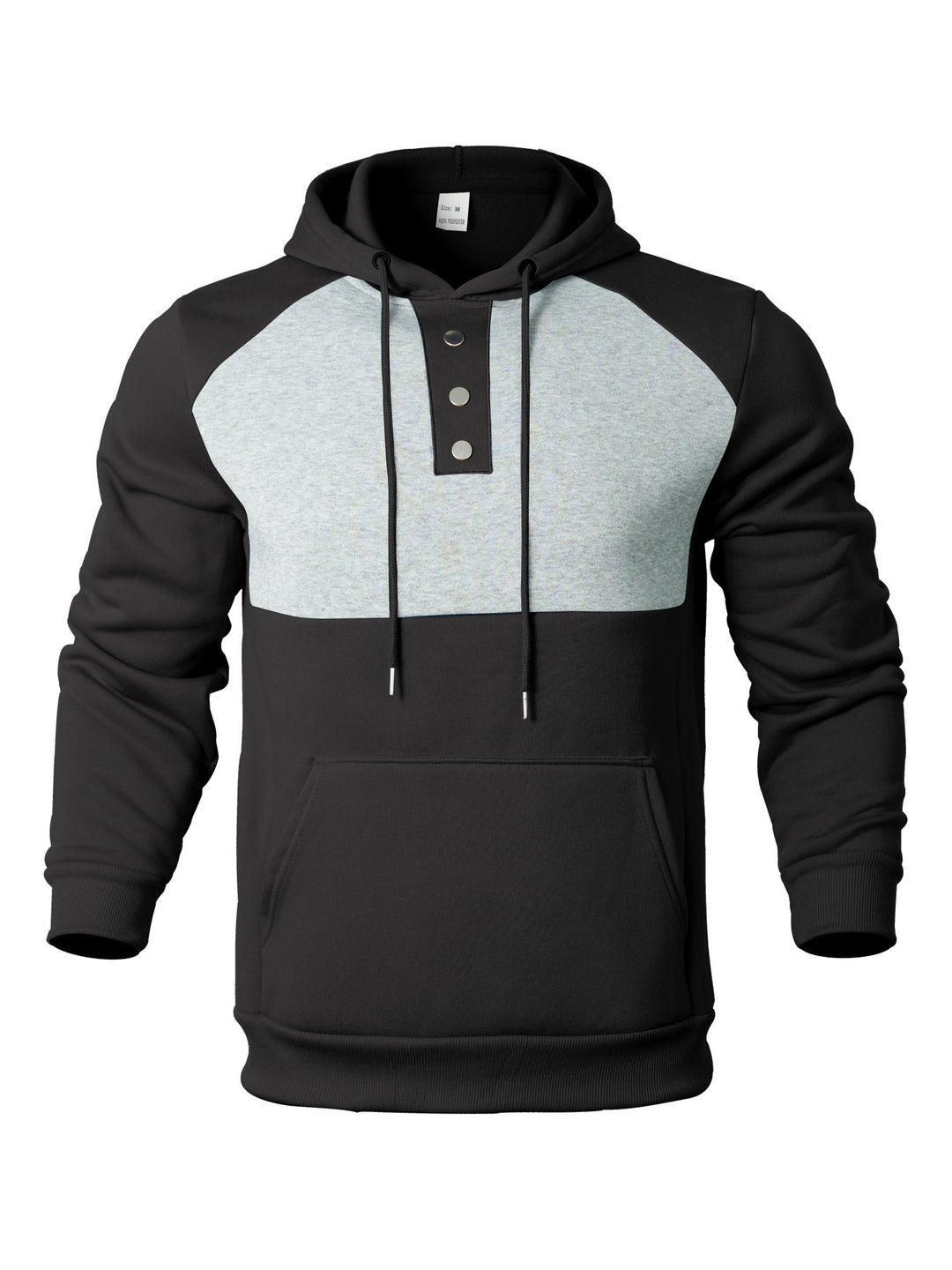 Men's stylish hoodie with contrasting color zone and practical button details Lune London