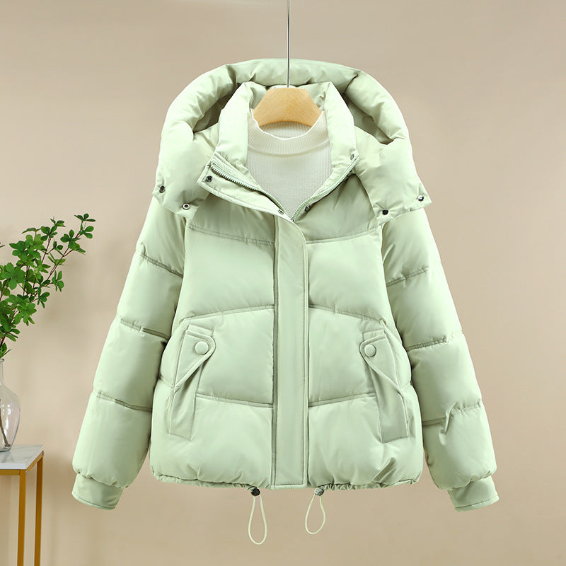 Ladies modern down jacket with removable hood and practical pockets Lune London