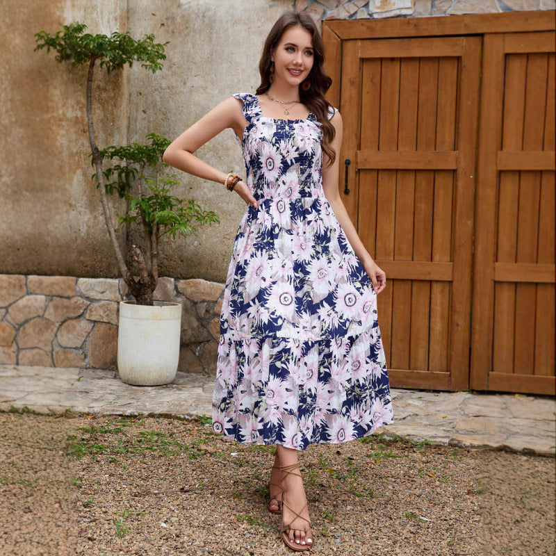 Lune London Floral Print Ruffle Maxi Dress for Ladies