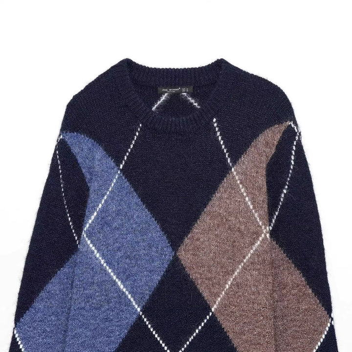 Pull en tricot épais pour femmes avec un motif moderne en diamant Chic & Stil