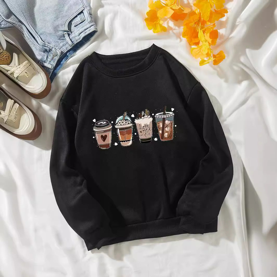 Women's Cozy Sweatshirt with Coffee Motif Chic & Stil
