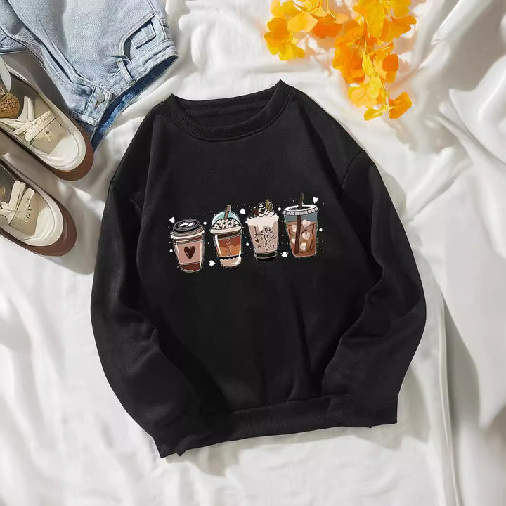 Women's Cozy Sweatshirt with Coffee Motif Chic & Stil