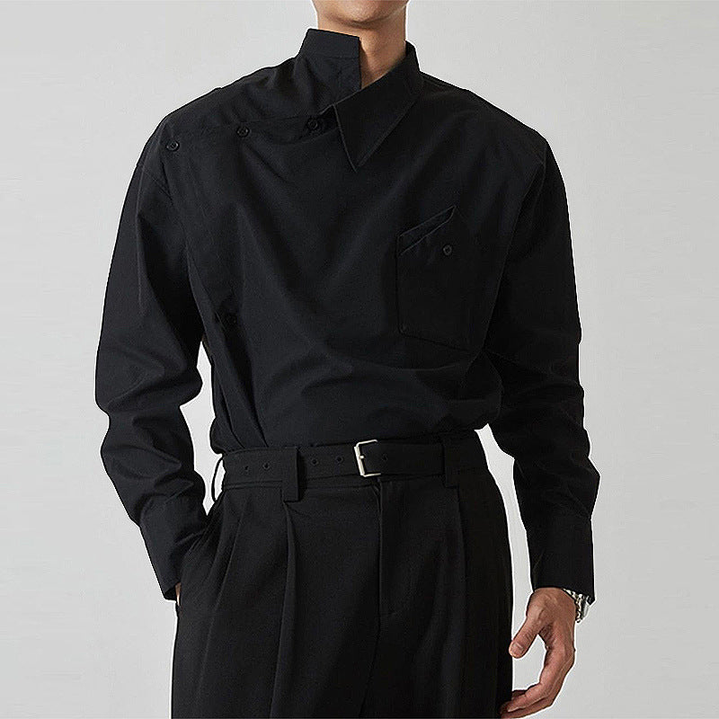 Chef jacket for men with modern high collar and practical chest pocket Lune London