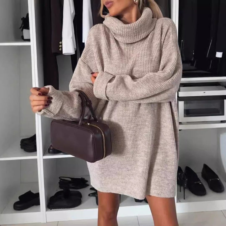 Knitted women's sweater with turtleneck and relaxed fit Lune London