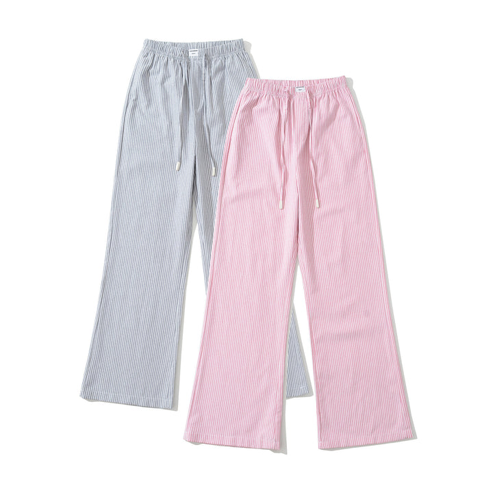 Loose jersey pants for women with a casual striped look featuring an elastic waistband and drawstring Lune London