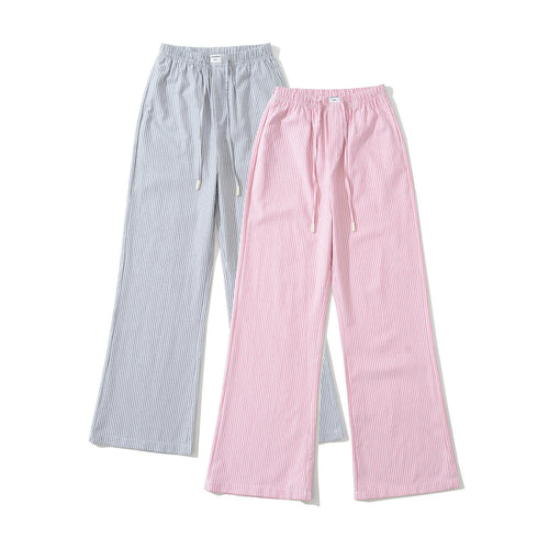 Loose jersey pants for women with a casual striped look featuring an elastic waistband and drawstring Lune London