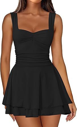 Skater dress for women with ruched top and flared skirt Lune London
