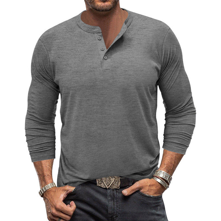 Men's Long Sleeve T-Shirt with Button Placket Lune London