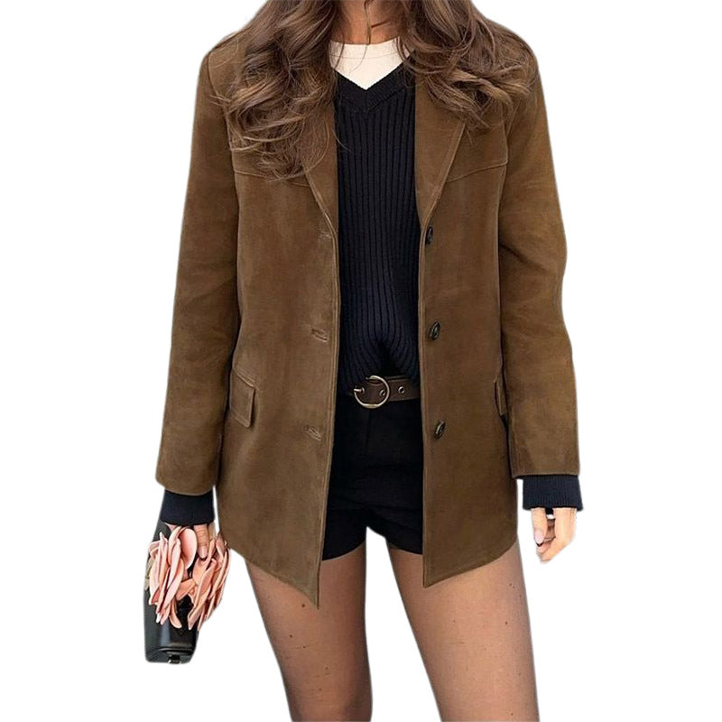 Ladies luxury suede blazer with a chic elegant cut