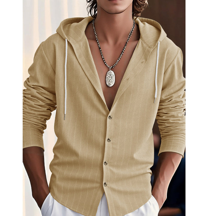 Men's casual hoodie shirt with textured design and button placket Lune London