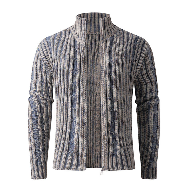 Fashionable knit jacket for men with high zipper and unique pattern Lune London