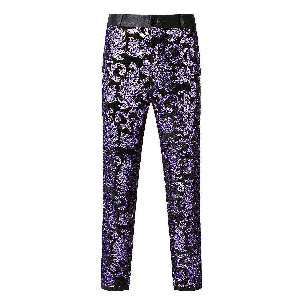 Elegant sequin trousers for men with floral pattern Lune London