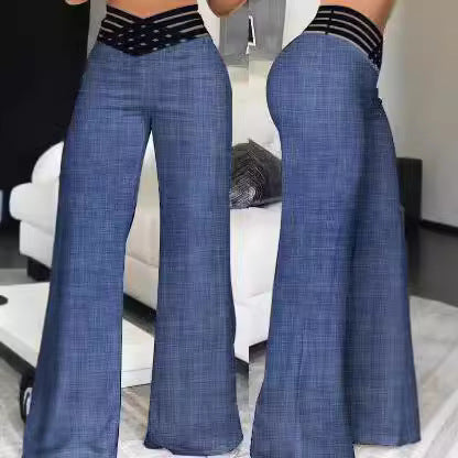 Wide leg pants for women with a trendy grid design Lune London