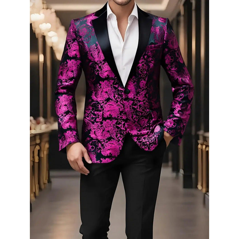 Veste de smoking élégante pour hommes avec un luxueux motif floral en jacquard Lune London