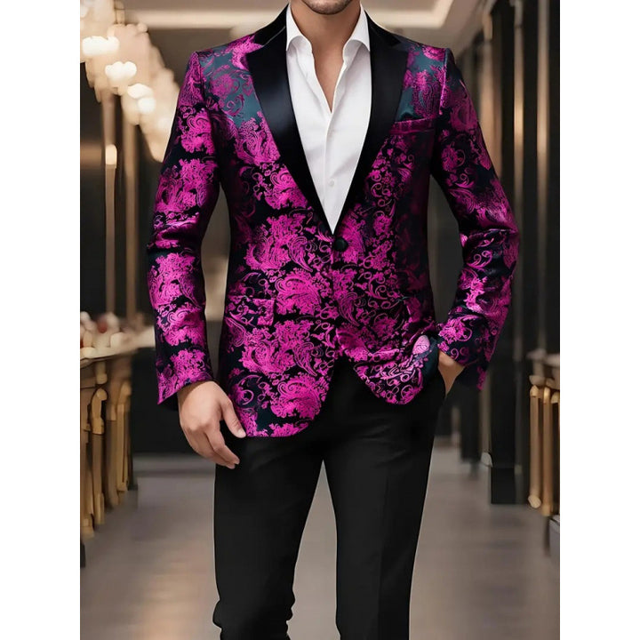 Veste de smoking élégante pour hommes avec un luxueux motif floral en jacquard Lune London