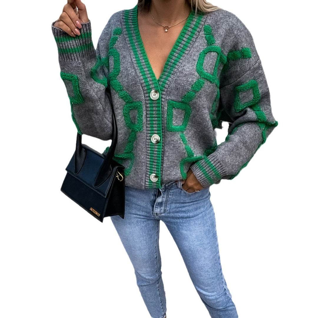 Casual knitted cardigan for women with graphic pattern Lune London