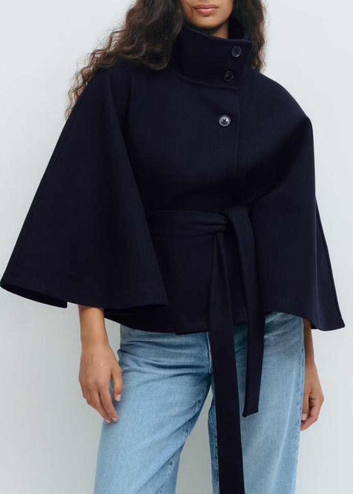 Lune London | Women's Wrap Jacket Stand Collar Loose Cut Sleeves Elegant Belt