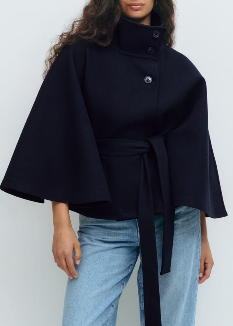 Women's wrap jacket with elegant stand-up collar and wide-cut sleeves Lune London