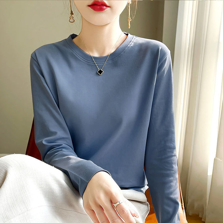 Women Round Neck Long Sleeve Shirt Chic & Stil