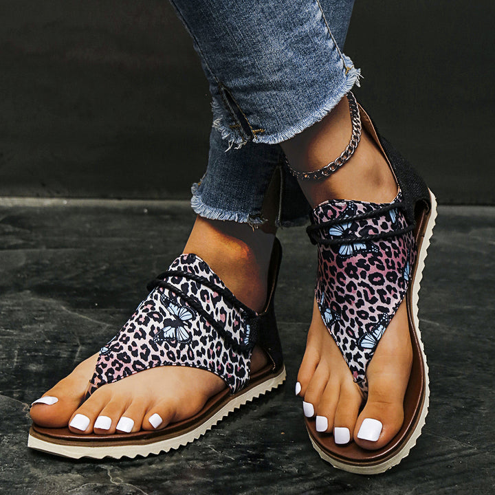 Strap sandals for women with floral and animal design Lune London