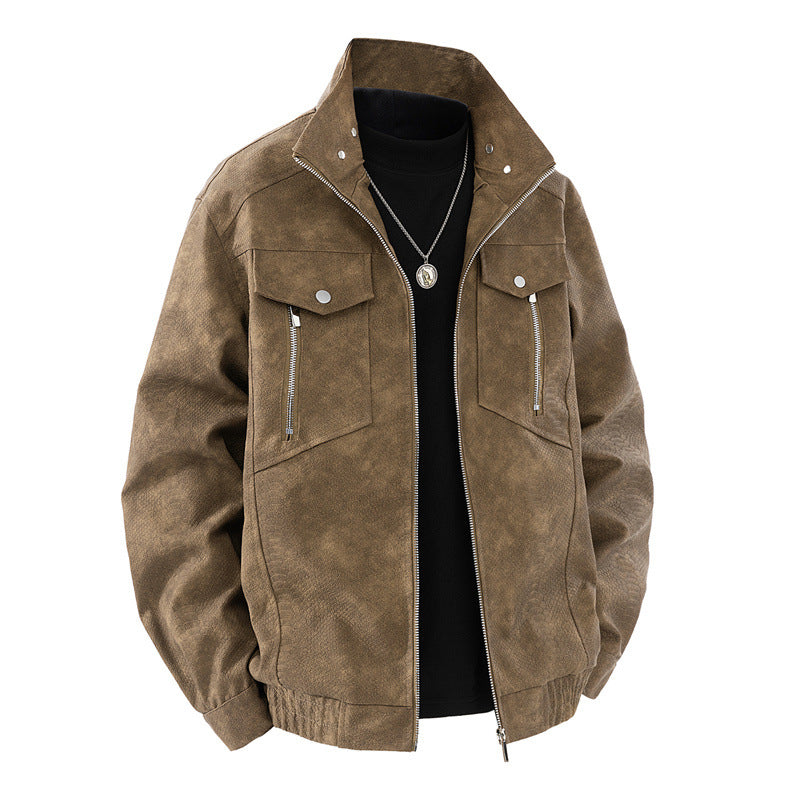 Classic suede leather jacket for men with practical pockets Lune London