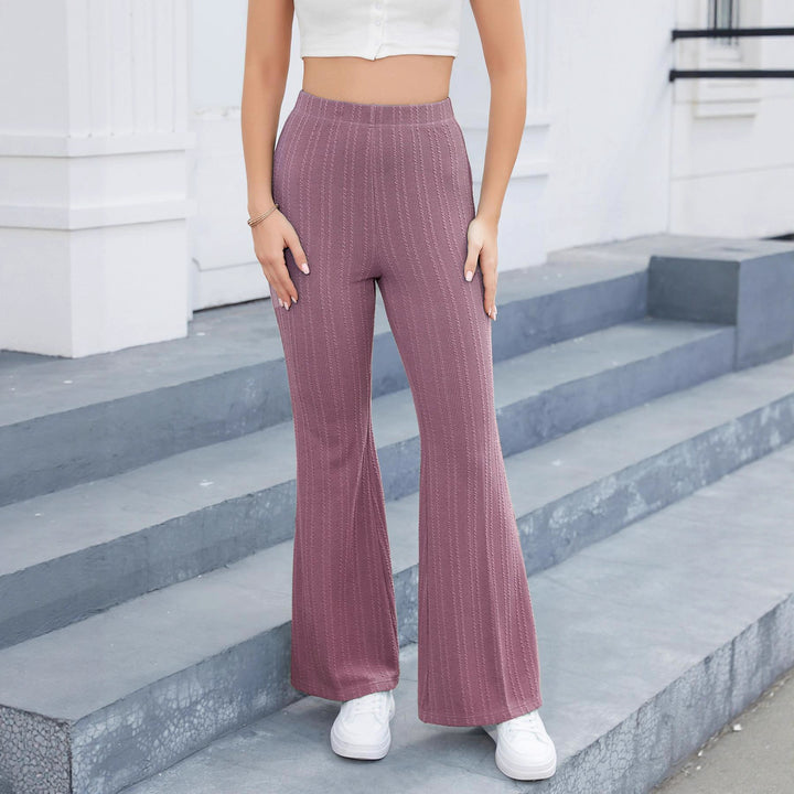 Flared pants for women in high-quality knit material with an elastic waistband Lune London