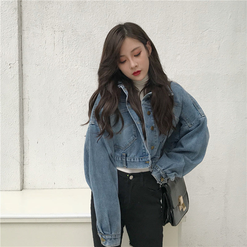 Veste en jean femme cropped avec coupe oversize Chic & Stil
