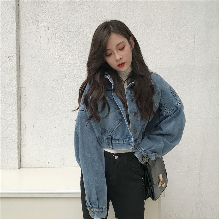 Veste en jean femme cropped avec coupe oversize Chic & Stil
