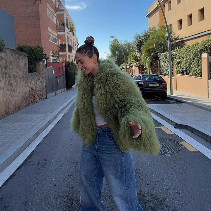 Ladies Trendy Faux Fur Coat Lune London