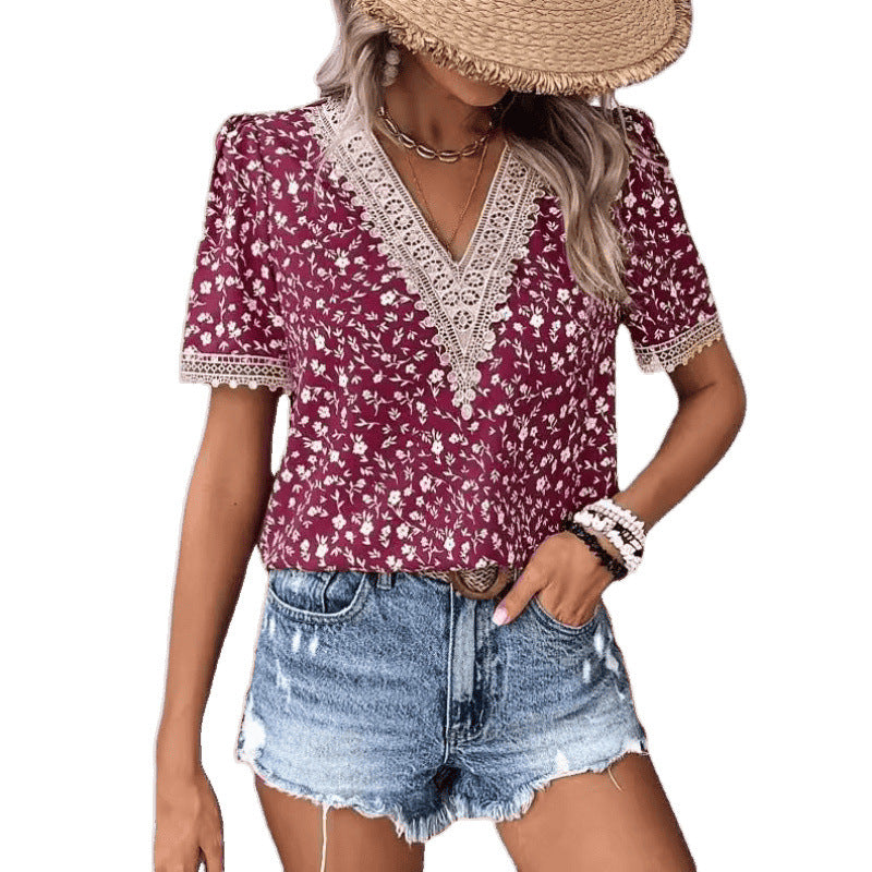 Ladies Casual Embroidered Floral Blouse Lune London