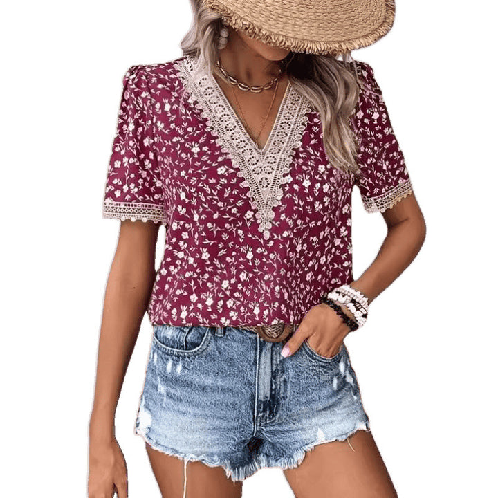 Ladies Casual Embroidered Floral Blouse Lune London