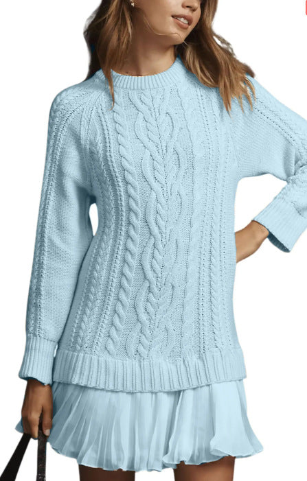Knit dress for women with pleated skirt and Lune London details