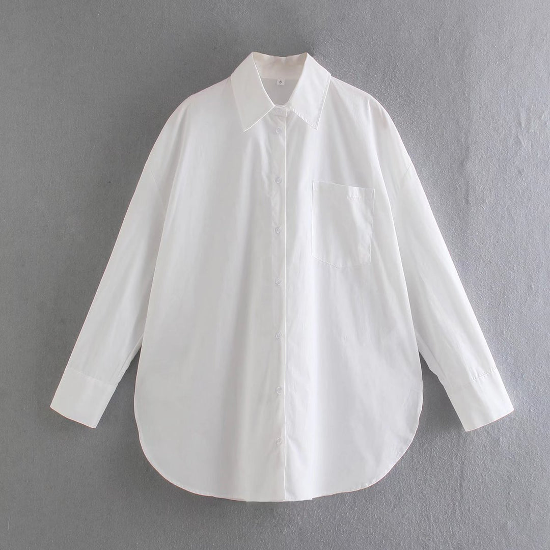 Long sleeve blouse for women with an elegant cut and high quality cotton fabric Lune London