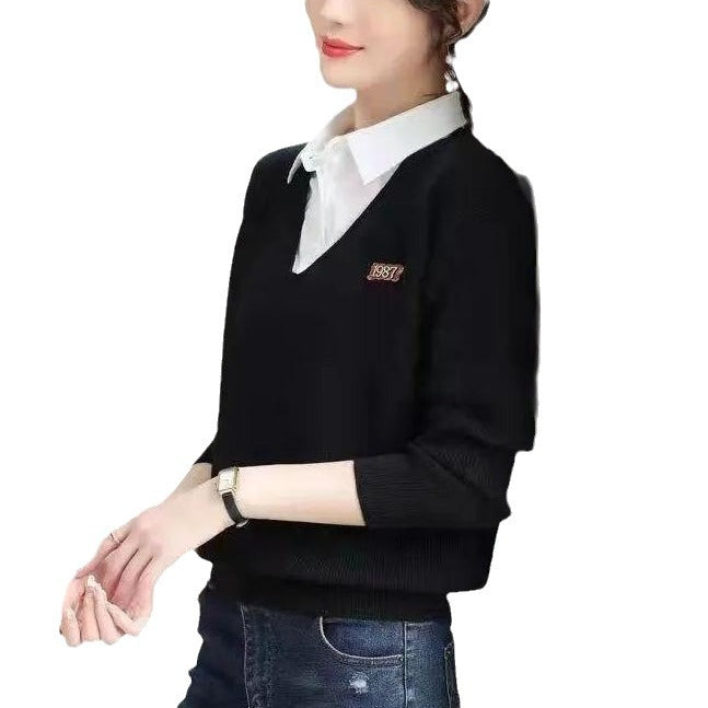 Pull élégant pour femmes en V avec col chemise Chic & Stil